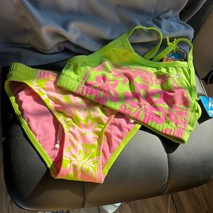 NWT TYR 2 piece green and pink floral